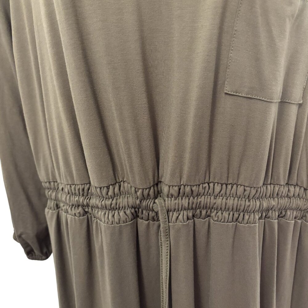 Inherit Olive Midi Knit Dress With Elastic Waistband, Long Sleeves Size XL - Picture 3 of 12